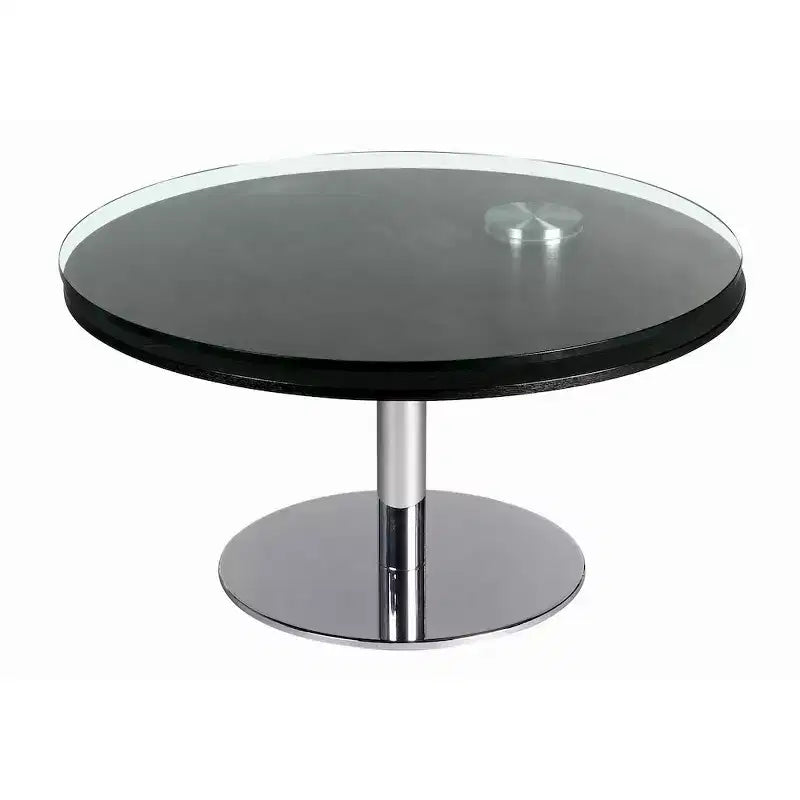 Chintaly Imports,Contemporary Dual Round Top Motion Cocktail Table Glass & Solid Wood Top