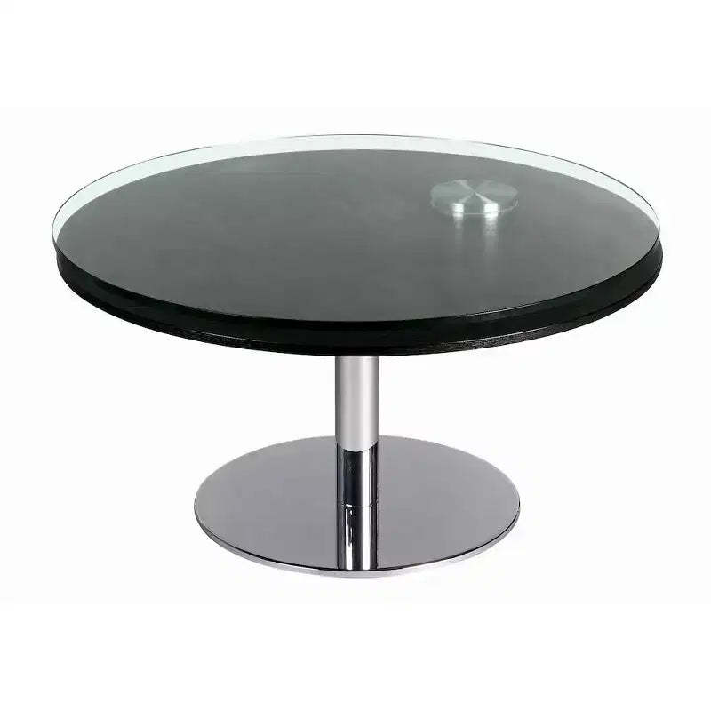 Chintaly Imports,Contemporary Dual Round Top Motion Cocktail Table Glass & Solid Wood Top