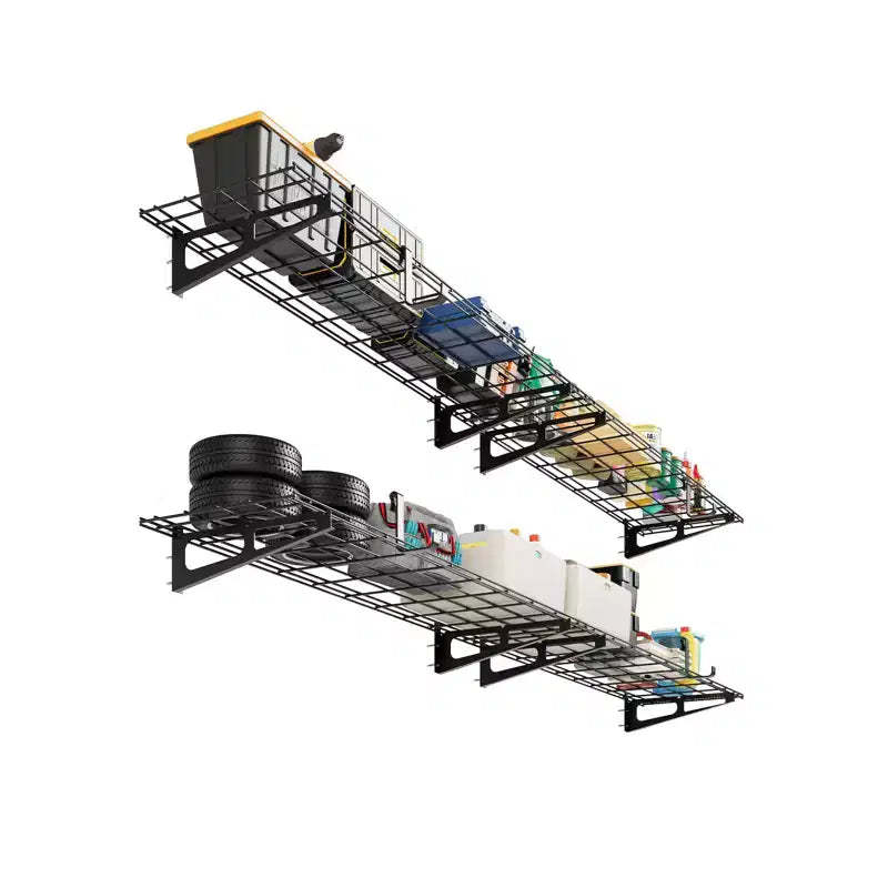 2-Pack Heavy-Duty Wall Mounted Shelves  Garage Storage Rack for Shop/Shed (Floating Shelves, Black)