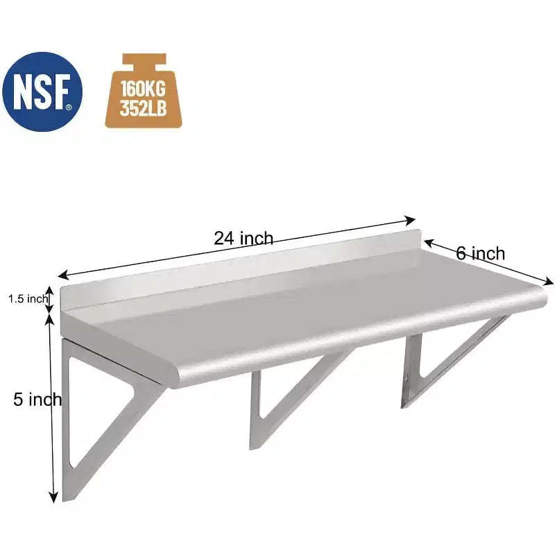Commercial Stainless Steel Wall-Mounted Shelving, Appliance & Equipment Metal Shelving for Kitchen Restaurant Garage Laundry Utility Room