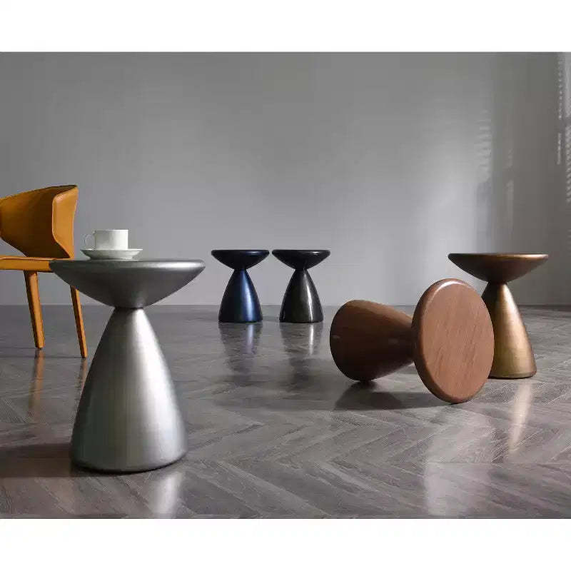 HomeStock 25 in.H Silver Color Round Metal Table Top End Table 1 -piece