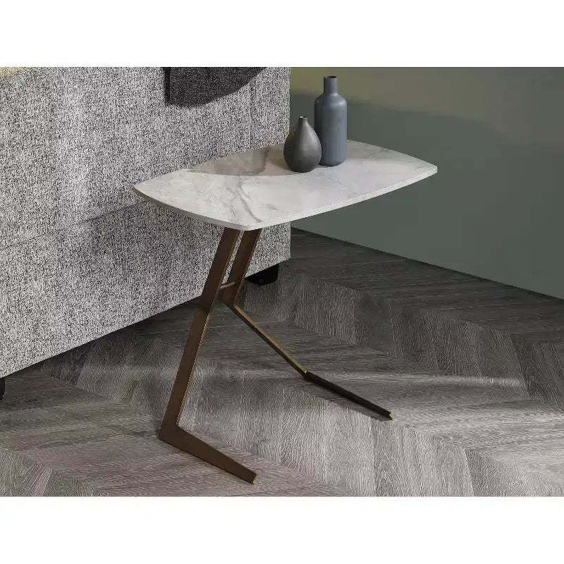 HomeStock 45 in.H Gray Color Round Metal Table Top End Table 1 -piece