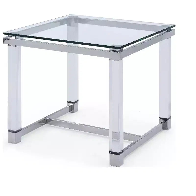 HomeStock 35 in.H Clear Color Round Tempered Glass Table Top End Table 1 -piece