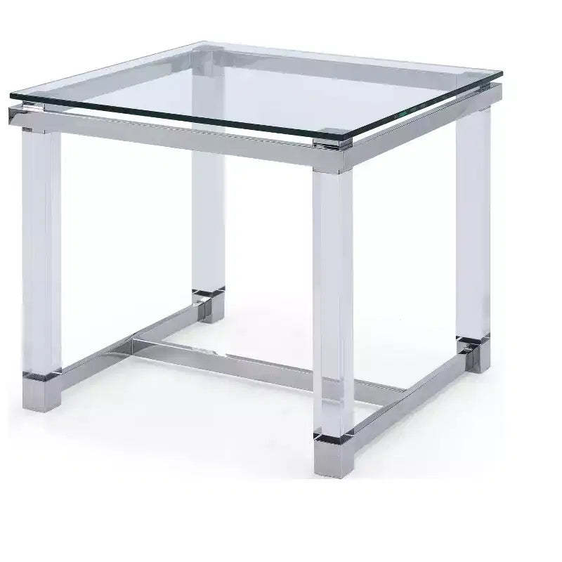HomeStock 35 in.H Clear Color Round Tempered Glass Table Top End Table 1 -piece