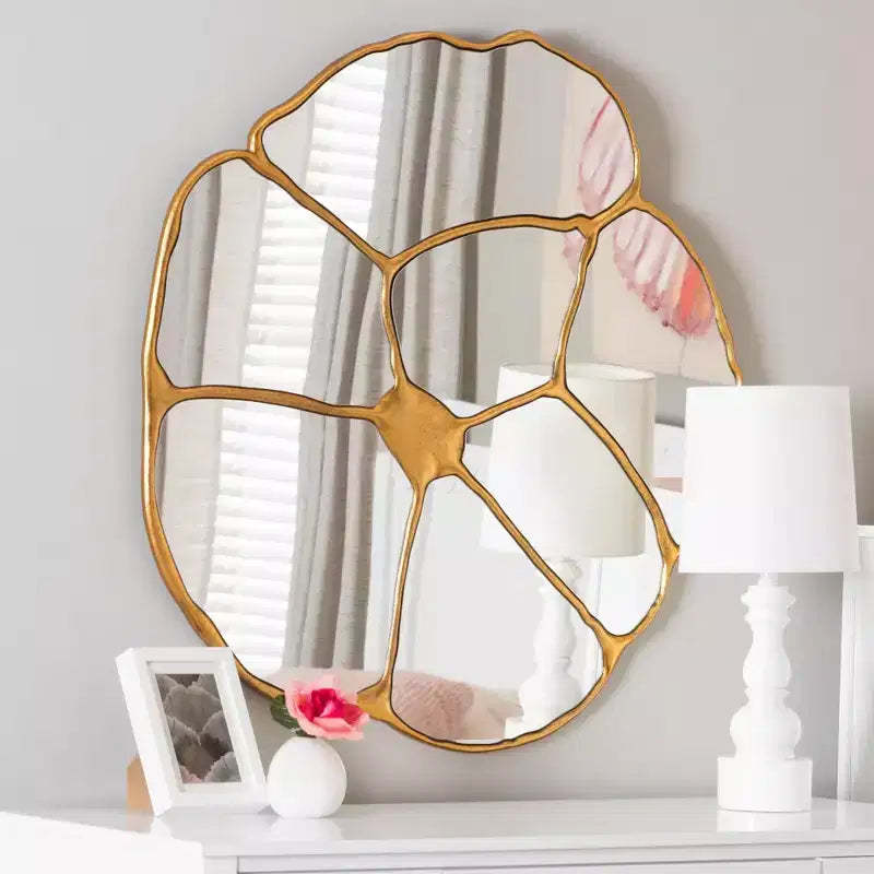 Baxton Studio Novia Antique Goldleaf Flower Accent Wall Mirror