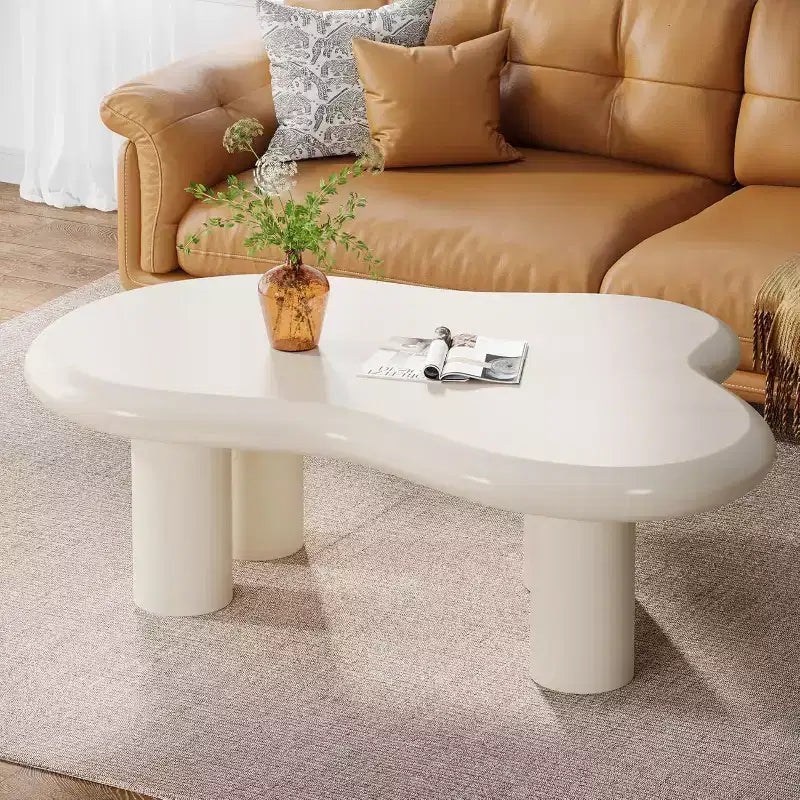 Lantine 46.4 Cloud Coffee Table, Modern Irregular Center Tea Table with 4 Legs for Living Room