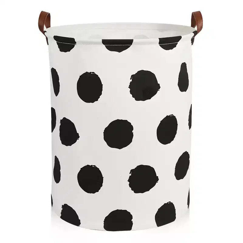 Garnen 80L Canvas Collapsible Laundry Hamper, Foldable Laundry Basket Organizer, Polka Dot Hamper Dirty Clothes Hamper Toy Storage Organizer for Kids