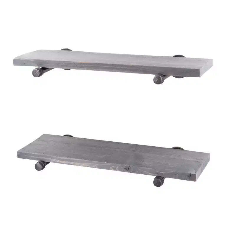 RESTORE Riverstone Grey 24 in. Shelves with Straight Brackets by Pipe Decor