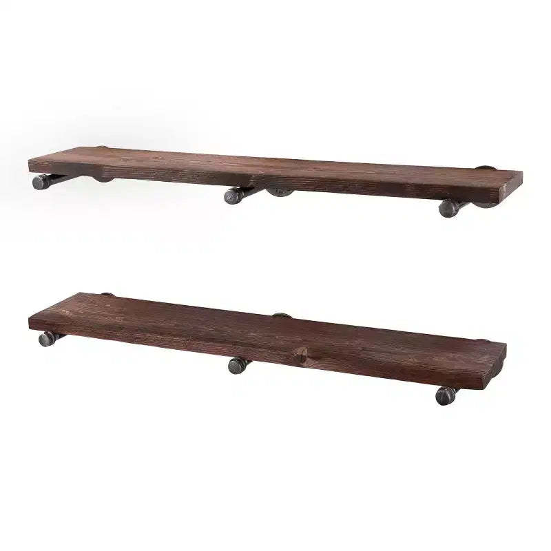 RESTORE Trail Brown 36 in. Shelves with Straight Brackets by Pipe Decor