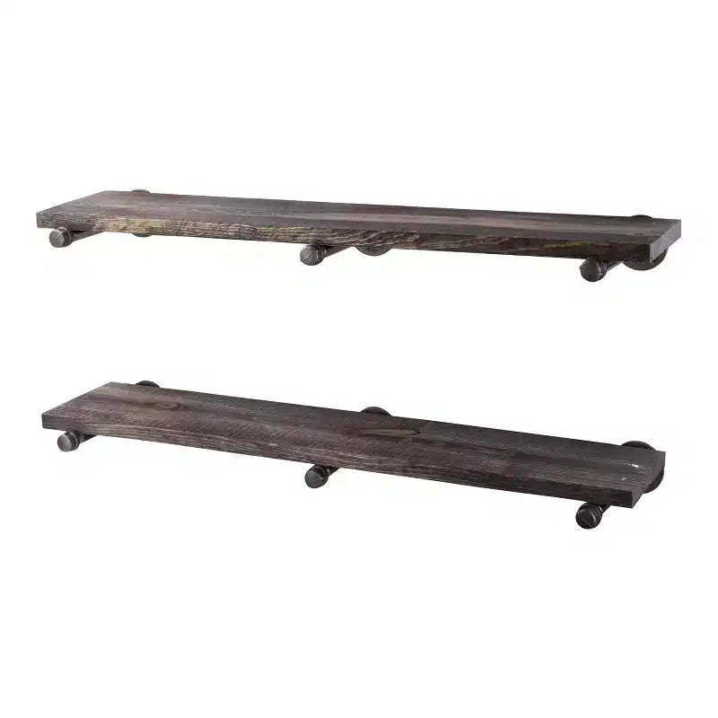 RESTORE Boulder Black 36 in. Shelves with Straight Brackets by Pipe Decor