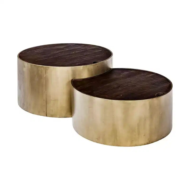 HomeRoots Brown Wood Round Nested Coffee Tables