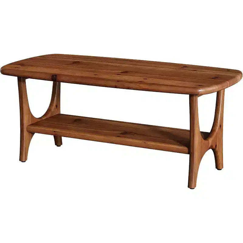 Lantine 47.24 Solid Wood Coffee Table, 2-Tier Rectangle Living Room Table Center Table for Living Room