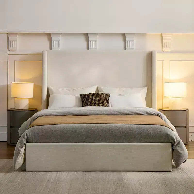 GDFStudio Petra Modern Chenille Upholstered Wingback Bed, Box Spring Required