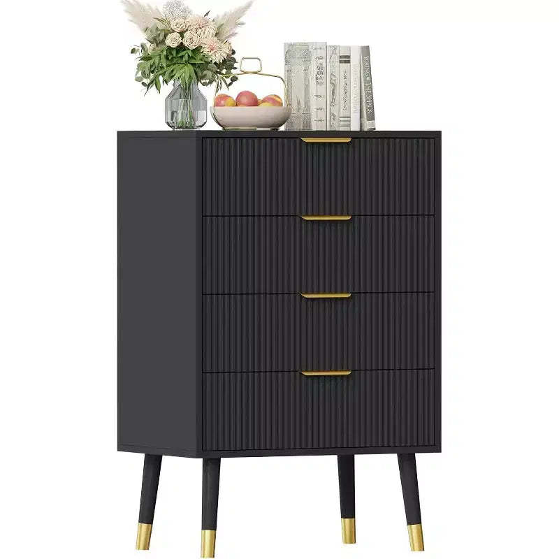 COZONY 4-Drawer Fluted Dresser Set, Modern Wood Storage Cabinet, Bedroom Chest Organizer 2 pcs with 2 boxs shipping