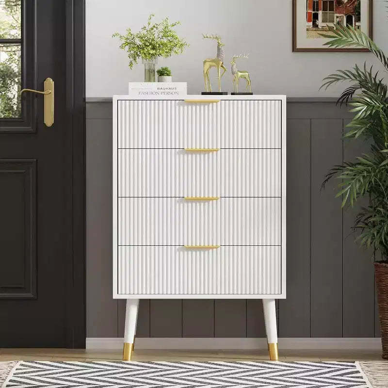 COZONY 4-Drawer Fluted Dresser Set, Modern Wood Storage Cabinet, Bedroom Dresser Chest Organizer 2 pcs with 2 boxs shipping