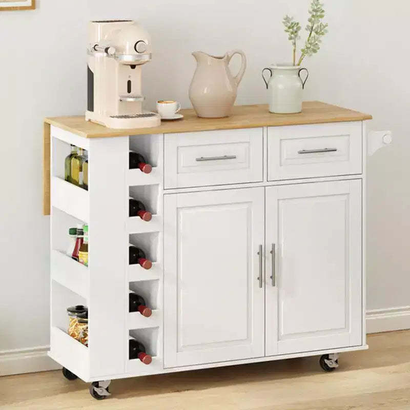 Kitchen Island Cart with 2 Door Cabinet, 2 Drawers, Rolling Island for Kitchen with Storage, Bar Cart