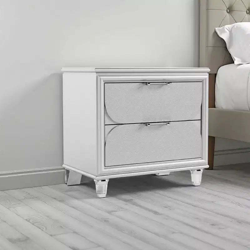 Royal Hampton Nightstand, 2 Drawers w Acrylic Handles, 24 Inch