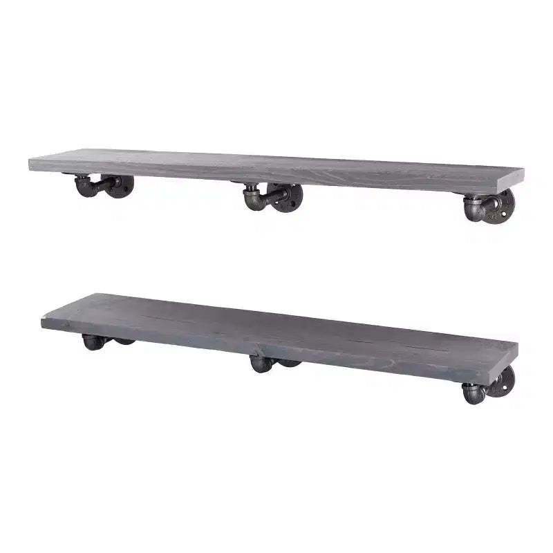RESTORE Riverstone Grey 36 in. Shelves with L-Shaped Brackets by Pipe Decor