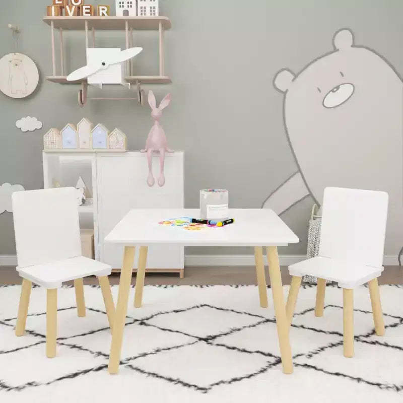 Kids Table and 2 Chairs Set, All-Purpose Toddler Desk for Study, Play, and Dining, Child-Safe Furniture for Home, Playroom, or Bedroom