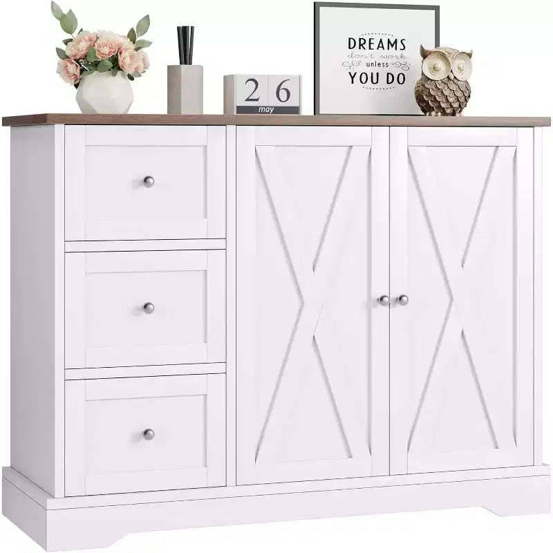 COZONY Sideboard Buffet Cabinet with Storage, Kitchen Cabinet with Drawers and Doors, Multi-Functional Coffee Bar Cabinet for Living Room Dining Room