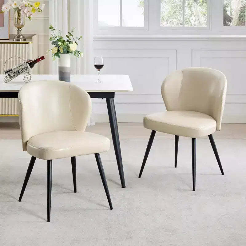 Dining Chair Set of 2, Kitchen Dining Chairs with Upholstered Back and Seat, Armless Faux Leather Upholstered Decorative Side Chair