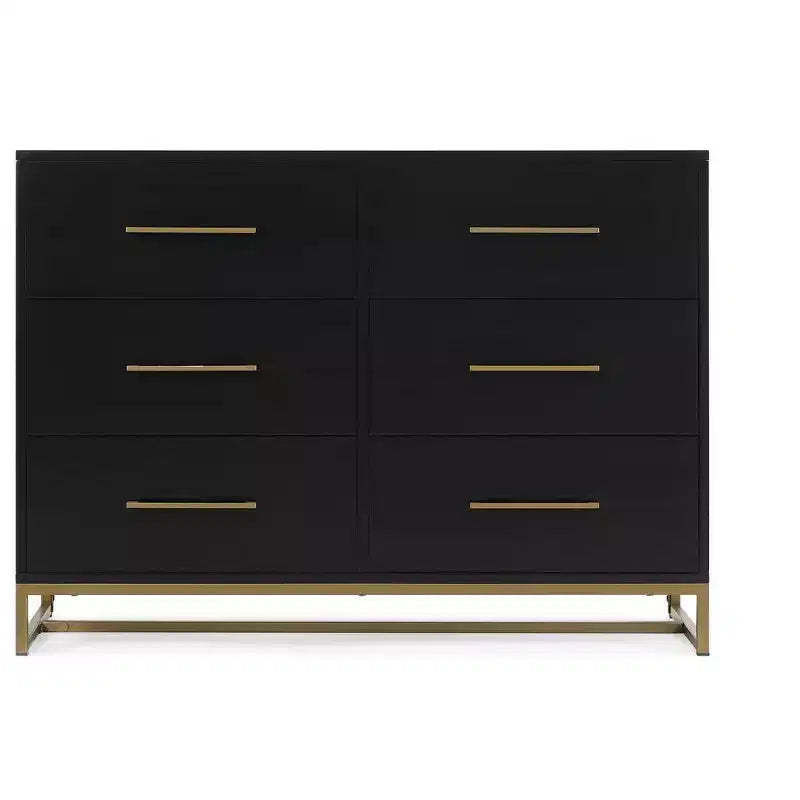 Delta Children Jade 6 Drawer Dresser with Interlocking Drawers, Ebony with Melted Bronze