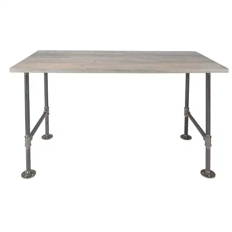 RESTORE Riverstone Grey Solid Wood Office Desk by Pipe Decor