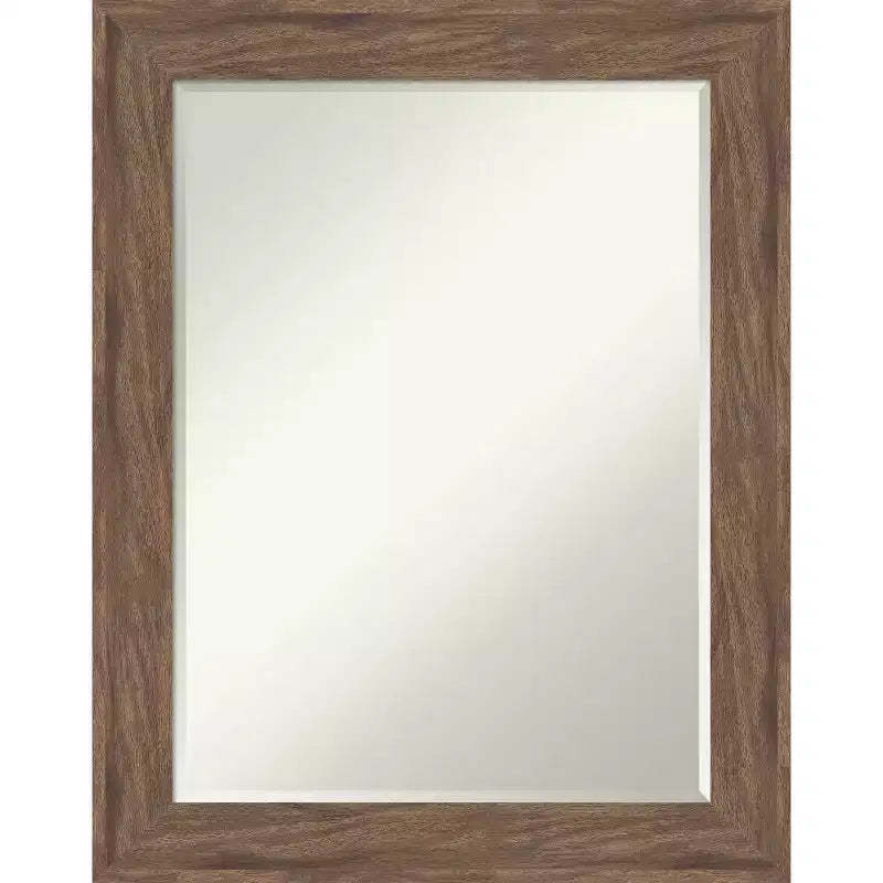 Amanti Art Pia Medium Brown Petite Bevel Bathroom Wall Mirror 28.75 x 22.75 in.