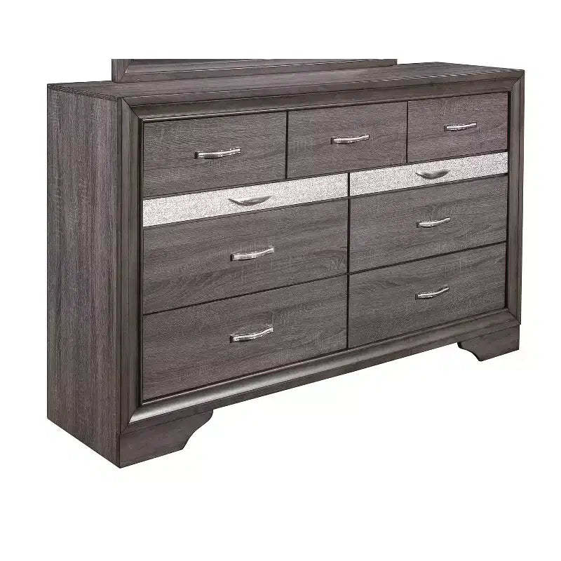 HomeStock 19 in.H Melamine Horizontal Dressers with 3 - Drawers in Gray Finish