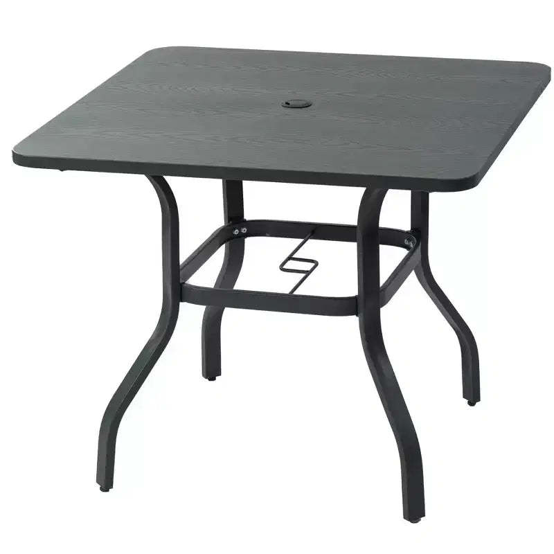 Kozyard Outdoor Patio Dining Table 35.4x35.4 Woodgrain-Look Frame Powder Coated Table with Umbrella Hole for Backyard Patio Dining (Gray)