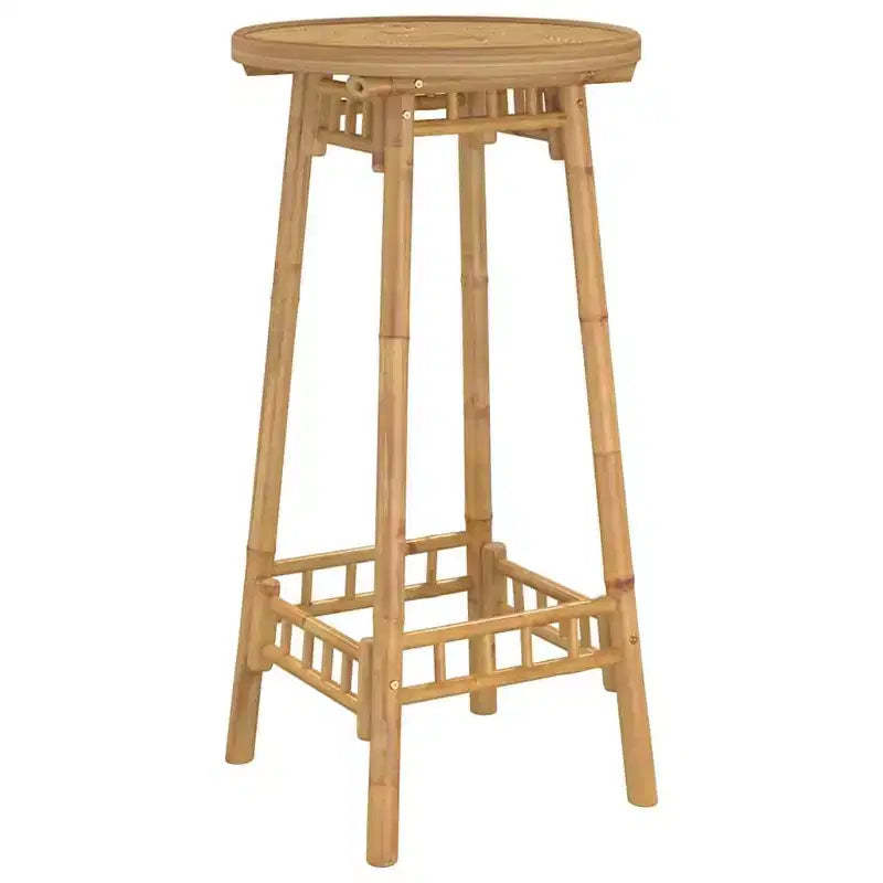 vidaXL Outdoor Bar Table Bamboo Tall Footrest Round