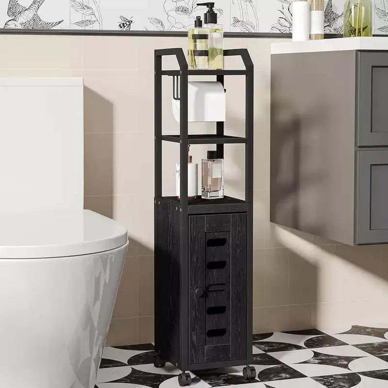Dcolora Bathroom Storage Cabinet - Toilet Paper Storage Cabinet, Small Toilet Paper Holder with 4 Wheels