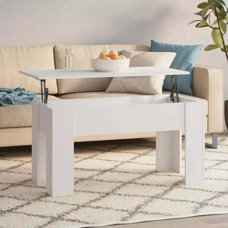 Coffee Table White Engineered wood Medium Adjustable