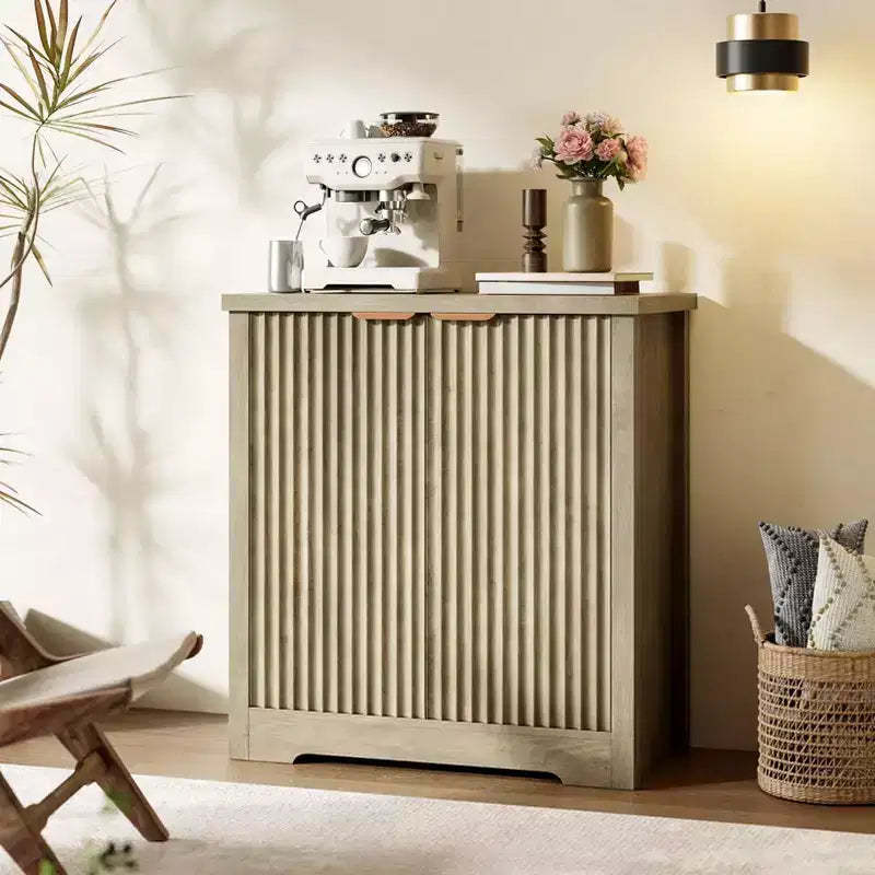Recessed Sideboard with Storage, Contemporary Sideboard with 2 Doors and Adjustable Shelves, Media Console, Mid-Century Storage Cabinet for Entryway