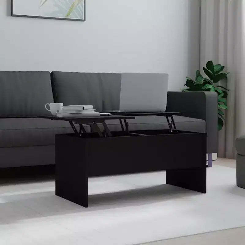 Coffee Table Black Engineered wood Medium Hidden Compartments