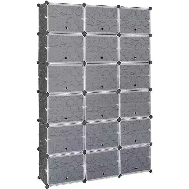 Acekool 12 Tier Shoe Rack Organizer, Expandable Modular Plastic Shoe Cabinet with Doors, Large Entryway Storage