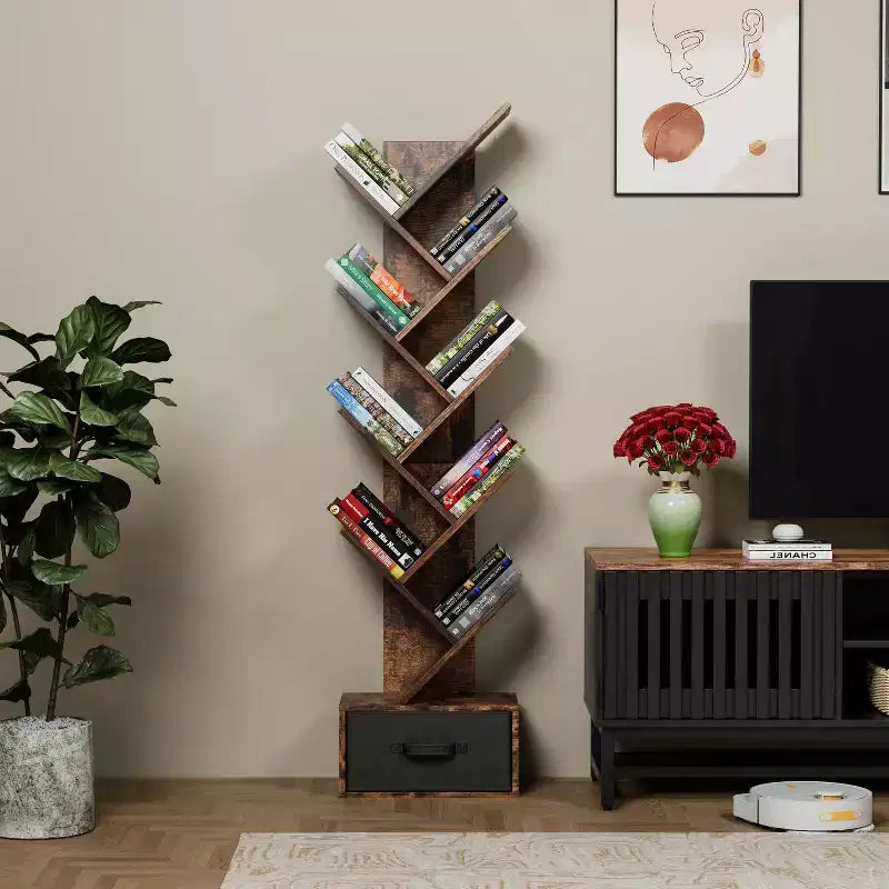 Okak Modern Bookshelf, Freestanding Bookshelf with Special design, Tall Bookshelf for Living Room, Office, Bedroom