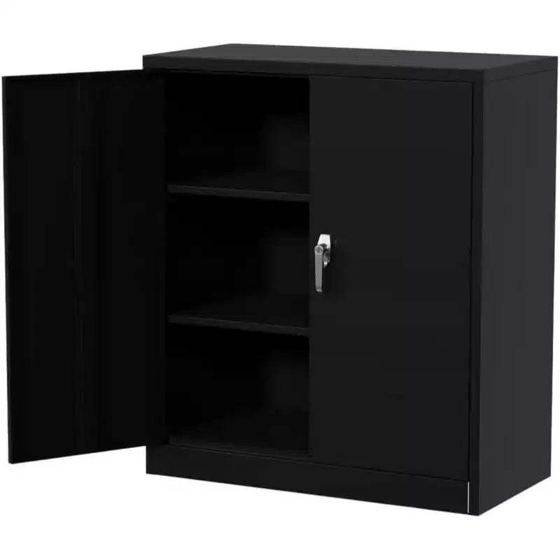 Metal Storage Cabinet with Lock, 35.4 High Garage Tool Cabinet with Adjustable Shelf & Handle, Tool Organizer