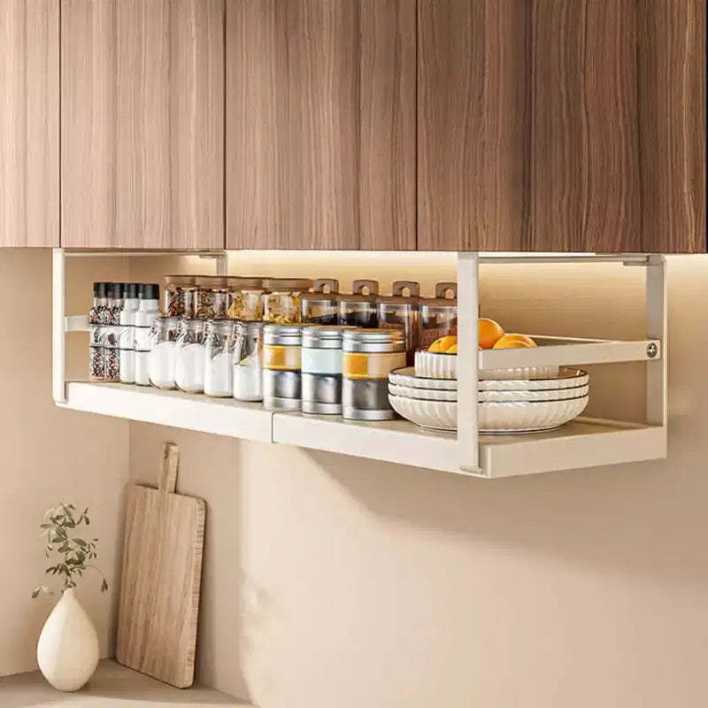 Expandable Under Cabinet Shelf, Hanging Under Shelf Storage Basket Organizer