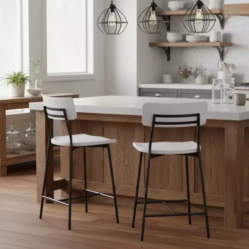 GDFStudio Malik Modern Wood and Metal Counter Stools
