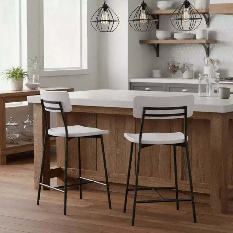 GDFStudio Malik Modern Wood and Metal Counter Stools