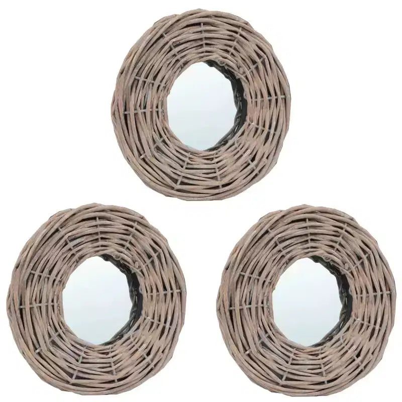 Mirror Natural Rattan Wicker 5.9 in Diameter Wall mounting