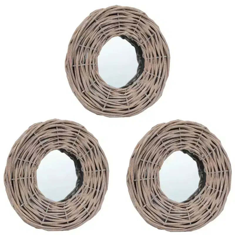 Mirror Natural Rattan Wicker 5.9 in Diameter Wall mounting