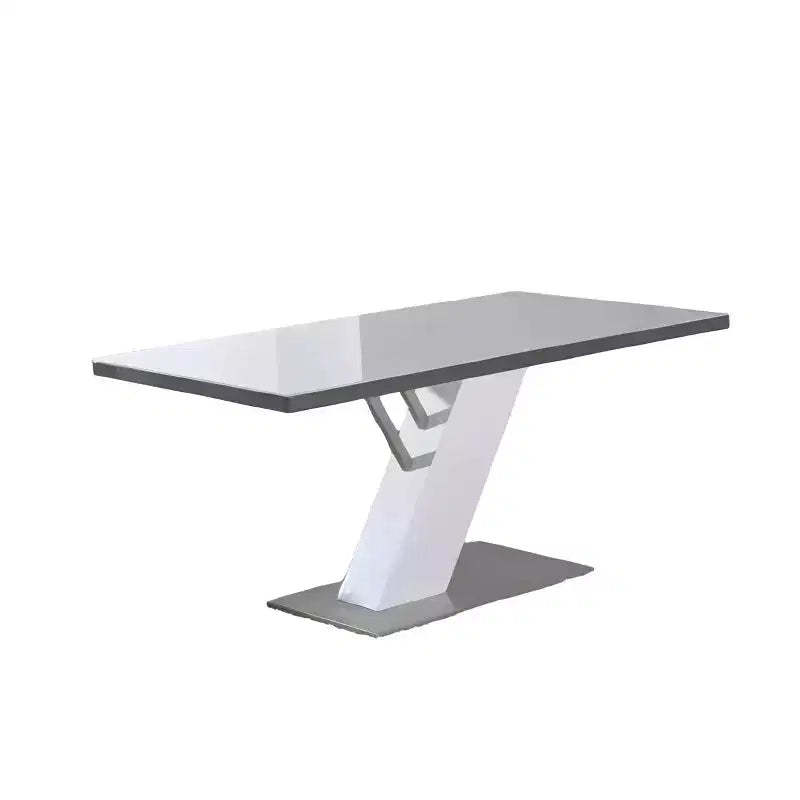 HomeRoots 63 White and Silver Wood and Metal Pedestal Base Dining Table