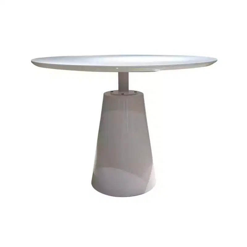 HomeRoots 42 White Wood and Metal Pedestal Base Round Top Dining Table