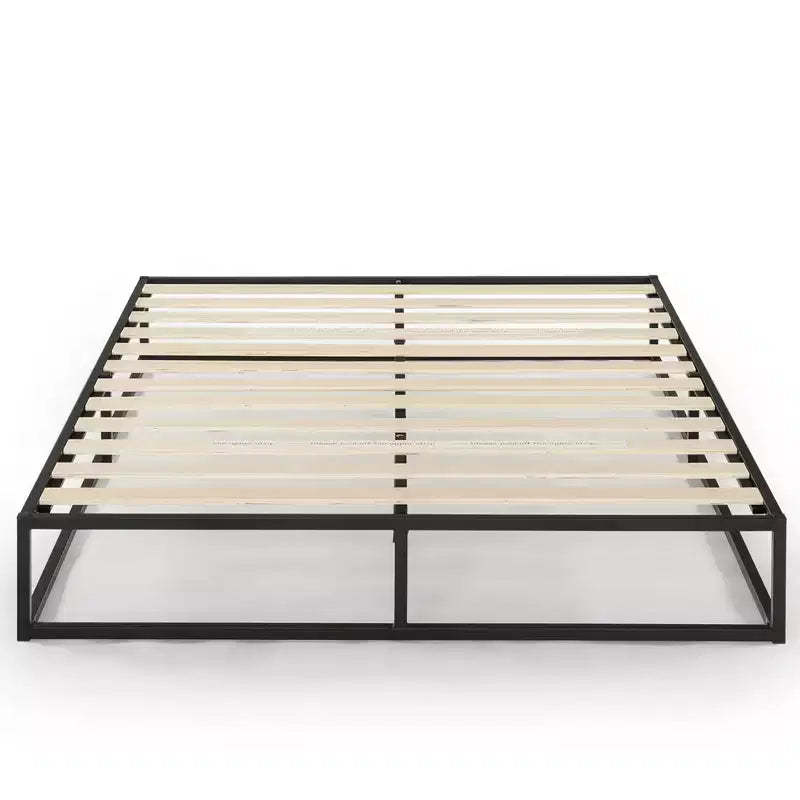 Mellow Modernista 10 Metal Platform Bed Frame with Slat Foundation, King, Black