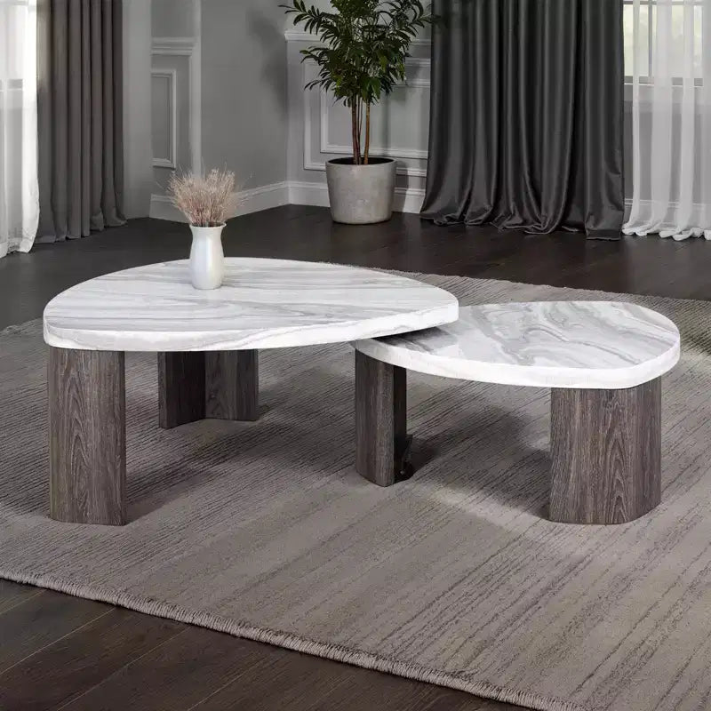 GDFStudio Ananya Contemporary Nesting Wood Coffee Table with Hidden Casters
