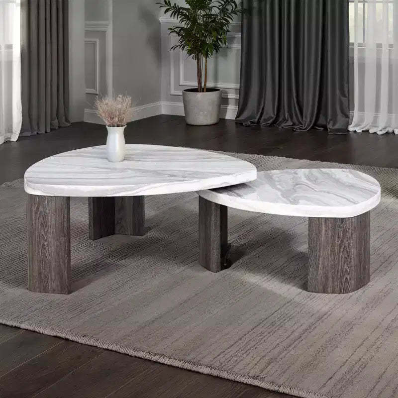 GDFStudio Ananya Contemporary Nesting Wood Coffee Table with Hidden Casters