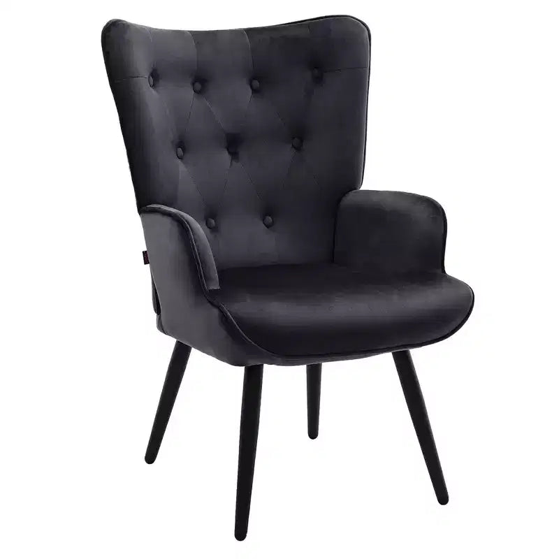 Furniliving Modern Accent Chair, Velvet Tufted Button Wingback Chair with Arms for Home Office/Living Room/Bedroom