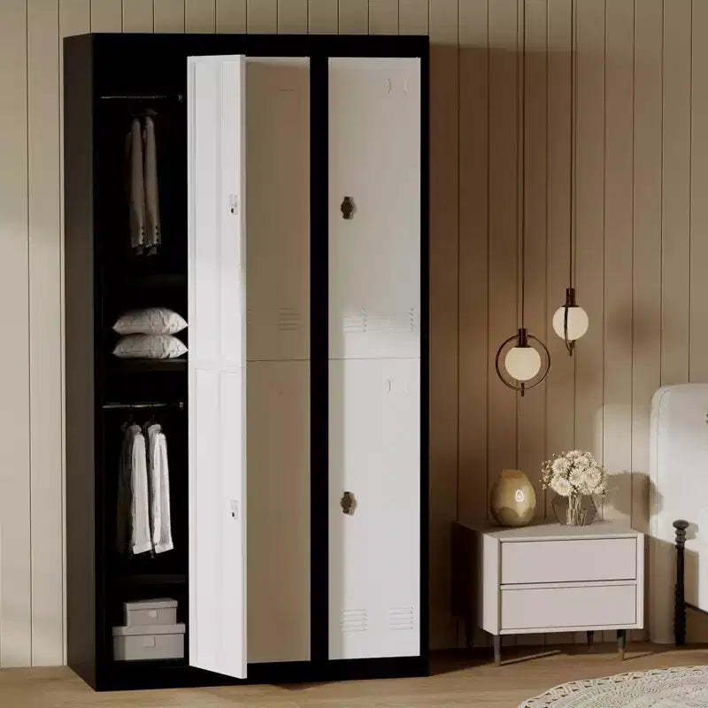 71 Inch Heavy Duty Metal Storage Locker, 2-Door Steel Cabinet with Hanging Rod & Shelf for Office, Gym, School